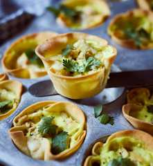 Hähnchen-Curry-Nudelnester