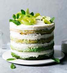 Green Ombre Naked Cake