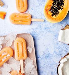 Gelado de coco e papaia