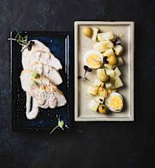 Tonnato de pavo con ensalada tibia de patata