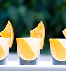 Creme de mandarina e panacota de amêndoa