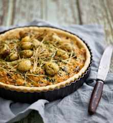 Tarte de cogumelos e castanhas