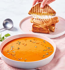 Tomato Soup with Grilled Cheese Sandwiches