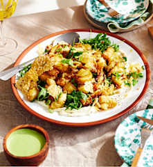 Crispy smashed potato salad with whipped feta