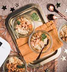 Crumble de saint-jacques et crème de poireaux