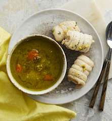 Zuppa di verdure con involtini di sogliola