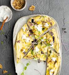 Frittata aux oignons caramélisés et fromage de chèvre
