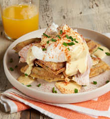 Turkey Benedict with Stuffing Waffles