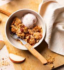 Vegan Apple and Nut Crumble with Rum Raisins