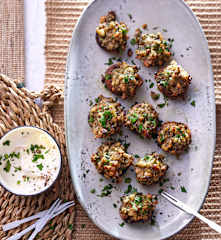 Gegrillte Pilze mit Nussfüllung (vegan)