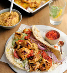 Chicken Shawarma with Moroccan Houmous and Chilli Sauce