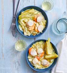 Saint-Jacques au curry, fenouil et fondue d'endives