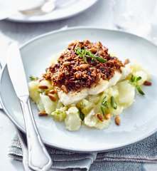 Seelachs-Tomaten-Filet mit Kartoffel-Fenchel-Stampf