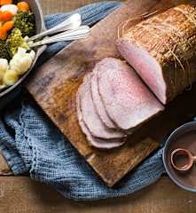 Redondo de ternera asado con verduras