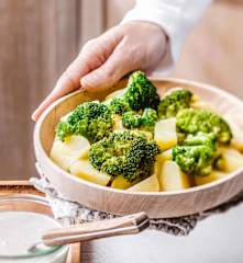 Broccoli and Potatoes with Blue Cheese Sauce