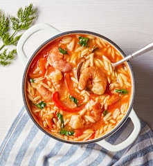Mediterranean Shrimp and Orzo Soup