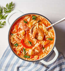Mediterranean Shrimp and Orzo Soup