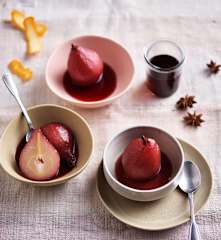 Slow Cooked Red Wine Poached Pears