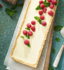 Tarta de frambuesas y chocolate blanco