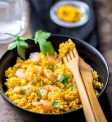 Curry de crevettes aux légumes