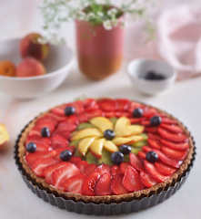 Strawberry, Peach and Kiwi Tart