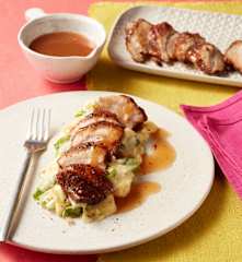 Sous-vide gegarter Schweinebauch mit Kartoffel-Endivien-Stampf