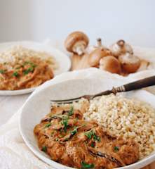 Strogonoff de cogumelos e jaca