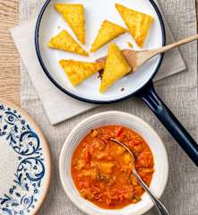 Gebratene Polenta mit Letscho