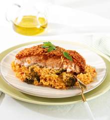 Tomato Crusted Salmon with Rice