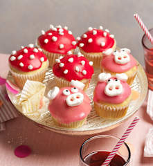 Fliegenpilz- und Schweinchen-Glücksmuffins