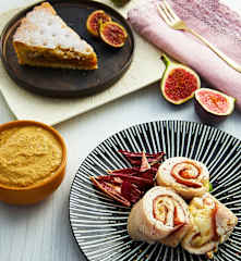 Involtini di pollo con crema di funghi; Crostata ai fichi freschi (Bimby Friend)