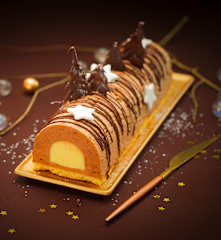 Bûche glacée chocolat et crème brûlée