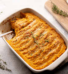 Gratin de patate douce et émincé de soja