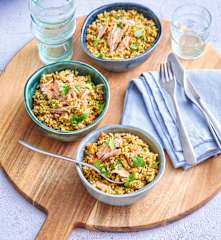 Taboulé de semoule complète, aux légumes et au thon à l’huile