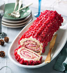 Brazo de gitano con frambuesas