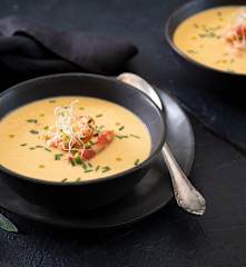 Bisque de langostinos a la vainilla
