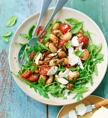Salade de haricots blancs, pesto de tomates confites