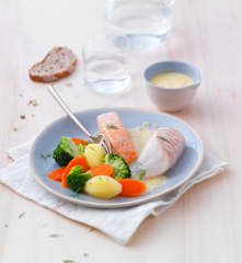 Duo de poissons au beurre blanc et petits légumes