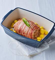 Arrosto di maiale ripieno con porri e noci