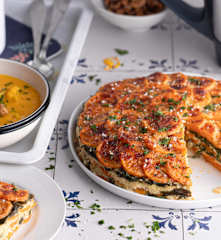 Tarta de camote - Sopa de coco zanahoria con pollo