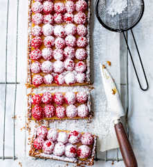 Tarte au lemon curd et aux framboises