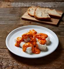 Merluzzo sottovuoto con crema di peperoni