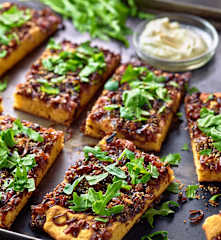 Süßkartoffel-Focaccia mit Rotwein-Balsamico-Schalotten