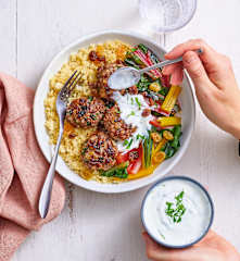 Boulettes de bœuf, blettes et couscous