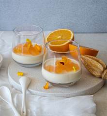 Spiced panna cotta with orange gin jelly