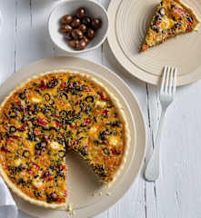 Quiche aux épinards et poivron rouge