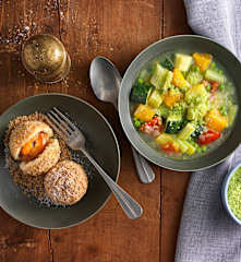 Menü: Gemüsesuppe; Schnelle Marillenknödel