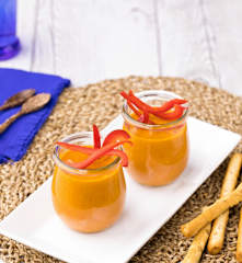 Vellutata fredda peperone, melanzana e curry