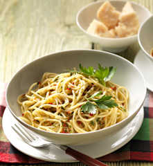 Spaghetti mit Knoblauch, Olivenöl und Chili
