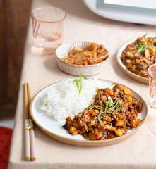 Poulpe piquant et riz